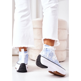 FJ1 Tênis azuis na plataforma com o efeito do amor elétrico Tie-Dye branco azul 2