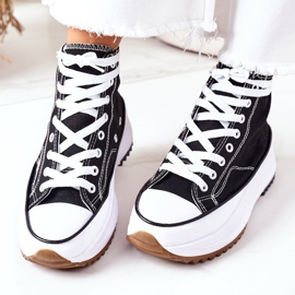 FJ1 Tênis de cano alto na plataforma Electric Love Black branco preto 1