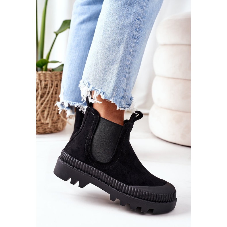 Mulanka Trabalhadores de camurça na plataforma preta vêm comigo preto 1