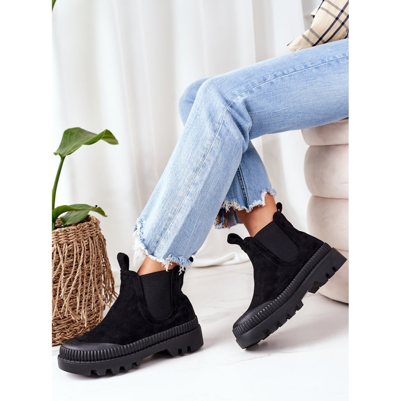 Mulanka Trabalhadores de camurça na plataforma preta vêm comigo preto 2