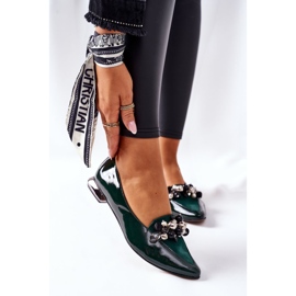 Bailarinas femininas Laura Messi Couro Verde 2157 2