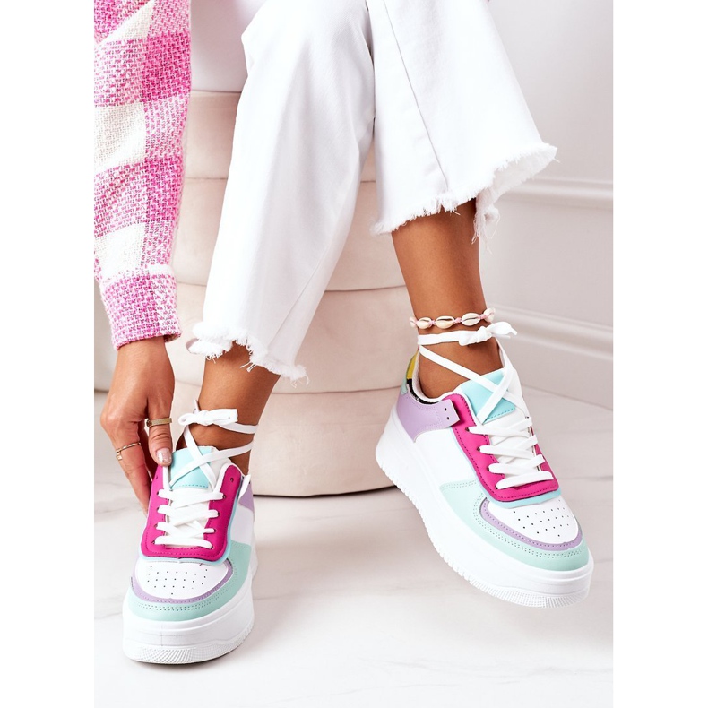 Sapatos esportivos tênis na plataforma branco-violeta Freedom multicolorido 2