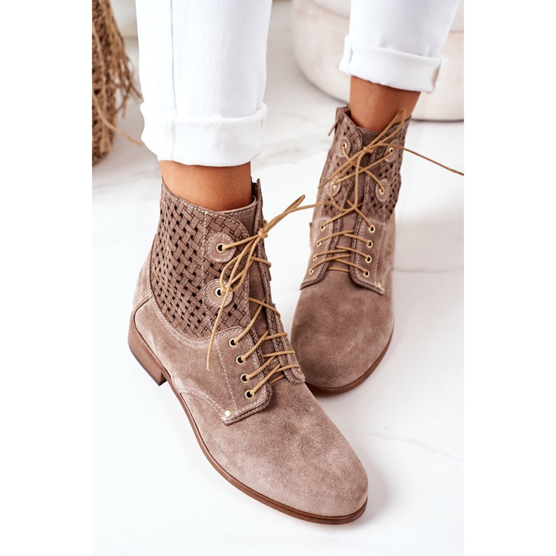 Alberto Violli Botas de camurça com padrão cappuccino Josie perfurado marrom 1