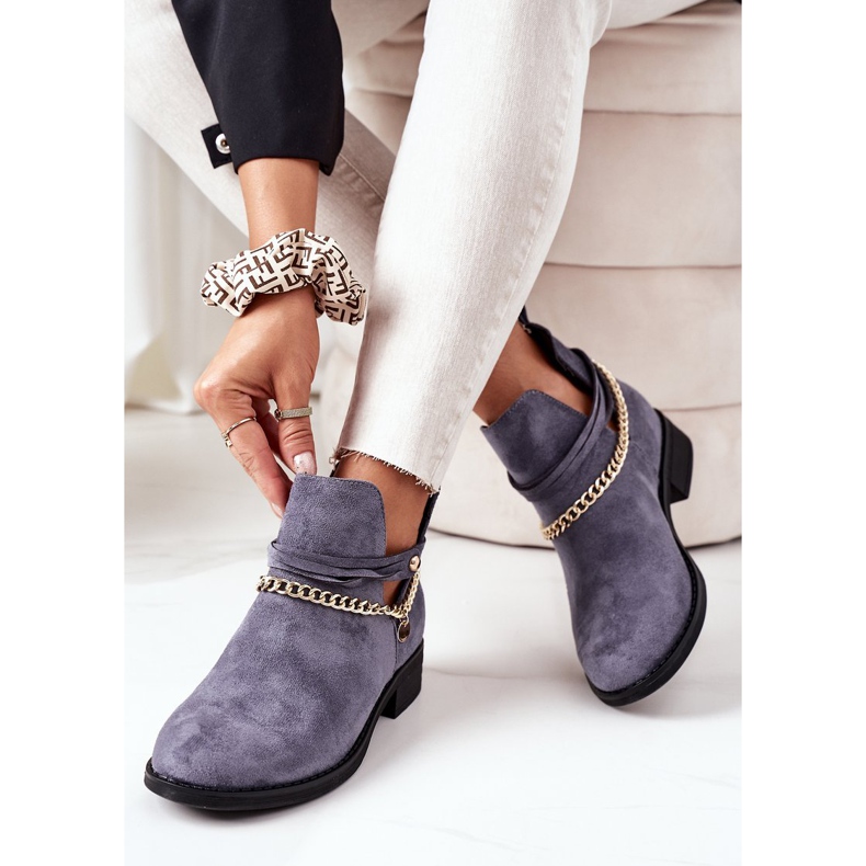 PS1 Botas de camurça com corrente Blue Elvira azul 2