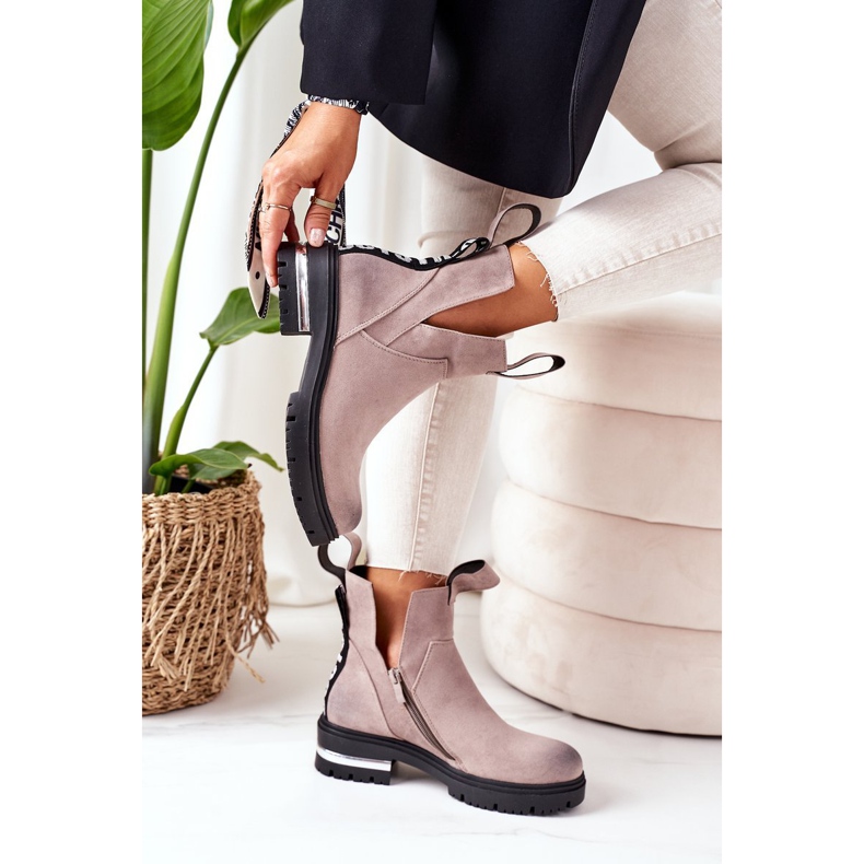 PS1 Botas Quentes Botas Jodhpur Com zíper Cinza My Way 1