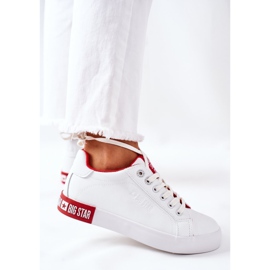 Tênis feminino de couro Big Star II274032 branco-vermelho 1