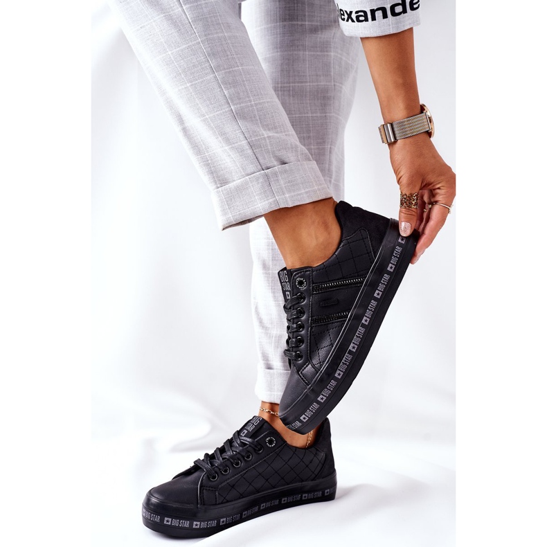 Tênis de couro na plataforma preta Big Star II274070 preto 1