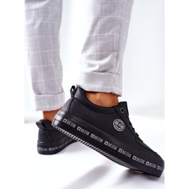 Tênis de couro na plataforma preta Big Star II274074 preto 1