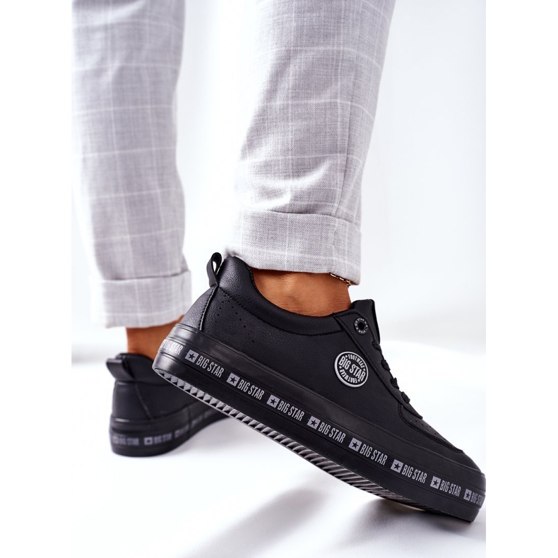 Tênis de couro na plataforma preta Big Star II274074 preto 1