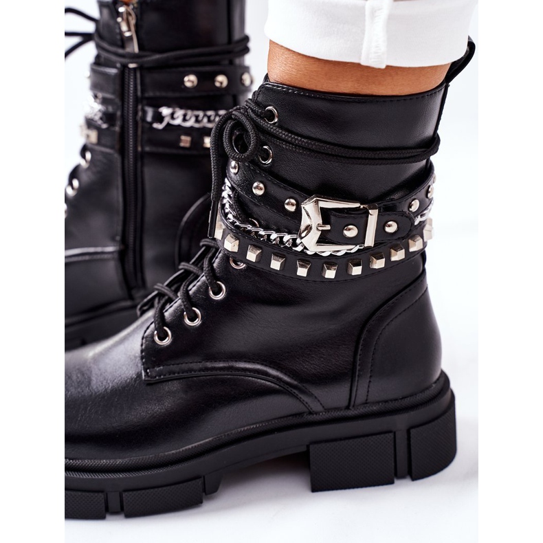 Botas de trabalhador pretas com fivela de grosstick preto 1 Botas de trabalhador pretas com fivela de grosstick preto 1