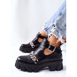 PS1 Botas de tormento pretas com corrente preto 1 PS1 Botas de tormento pretas com corrente preto 1