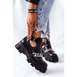PS1 Botas de tormento pretas com corrente preto 2