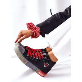 Tênis de couro de cano alto Big Star II274139 preto vermelho 1