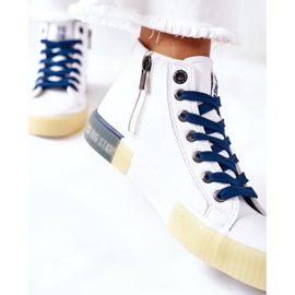 Tênis de couro de cano alto Big Star II274137 branco azul marinho 1