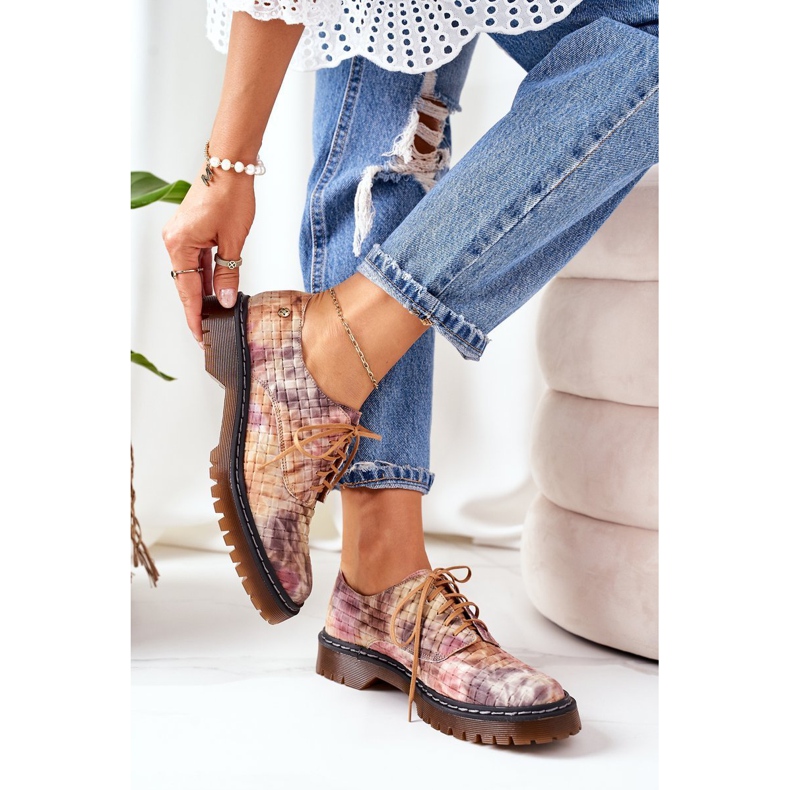 Sapatos femininos Oxfords de couro Maciejka 04087-46 Multicolor multicolorido 1