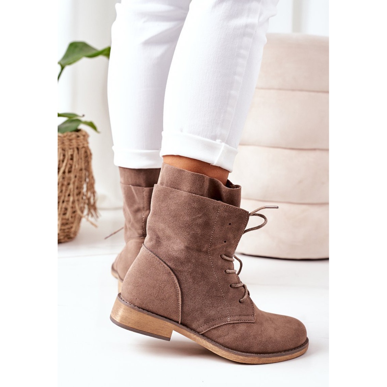 PS1 Botas com parte superior dupla marrom claro Violetta cáqui 1