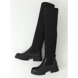 Botas acima do joelho com cano alto preto QT12 Preta 1 Botas acima do joelho com cano alto preto QT12 Preta 1