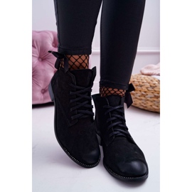 Botas femininas com salto plano Nubuck preto Nicole 2420 2