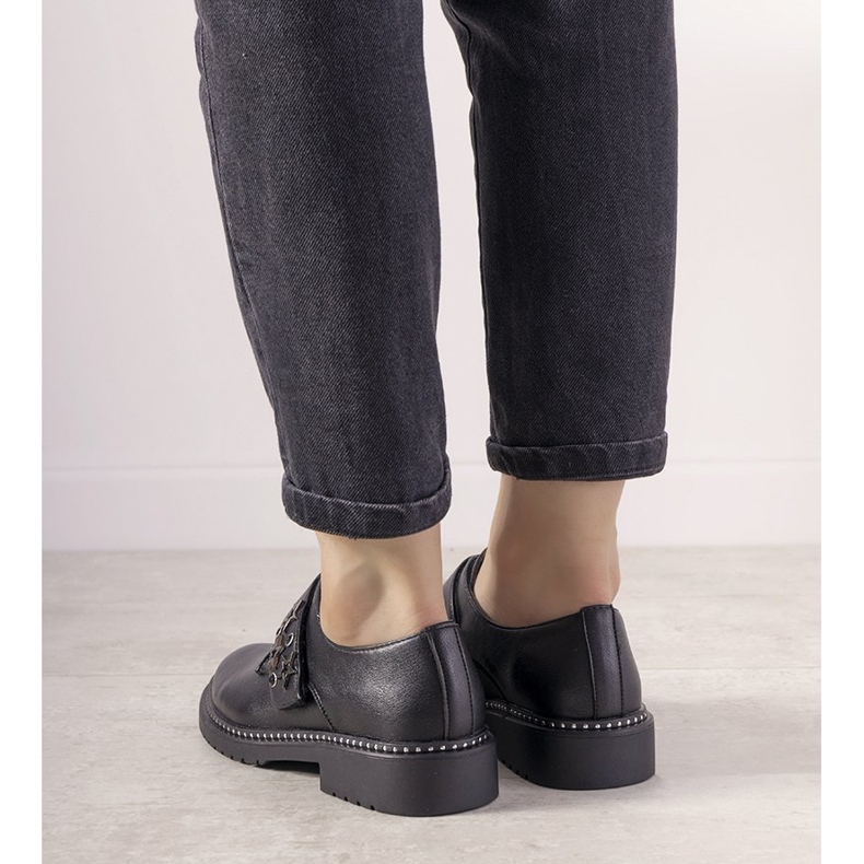 Sapatos prateados deslizantes com tachas GF-FD9 preto 2 Sapatos prateados deslizantes com tachas GF-FD9 preto 2