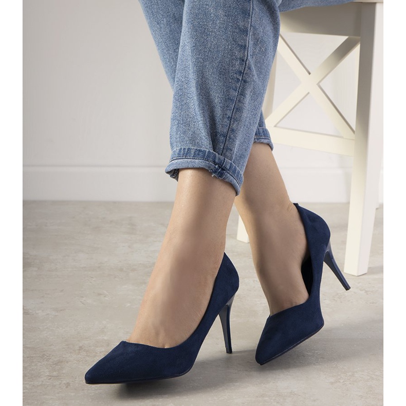Sapatos azul marinho com salto baixo Campbell azul-marinho 1