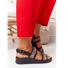 Sandálias de couro cunha Laura Messi 2232 pretas bege 4