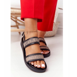 Sandálias de couro cunha Laura Messi 2232 pretas bege 5