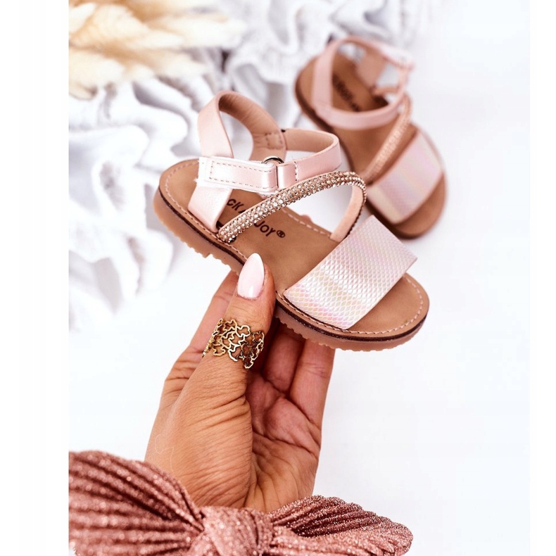 FR1 Sandálias infantis com lantejoulas rosa blake 2