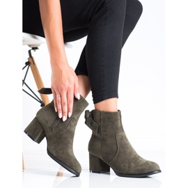 J. Star Botas cáqui com encadernação decorativa verde 2