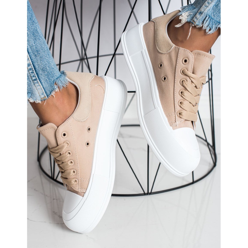 Goodin Tênis clássicos na plataforma bege 1