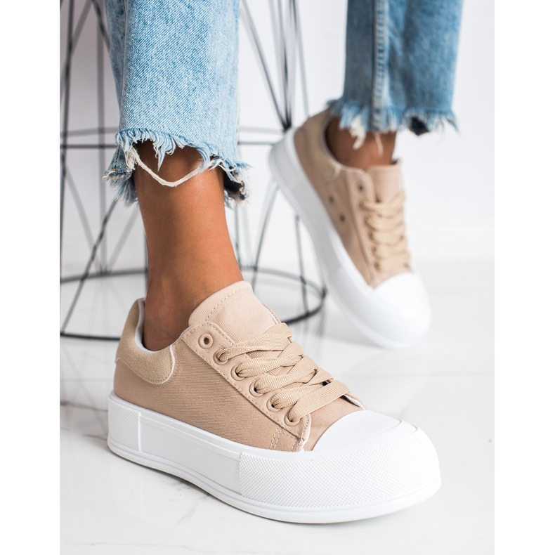 Goodin Tênis clássicos na plataforma bege 2