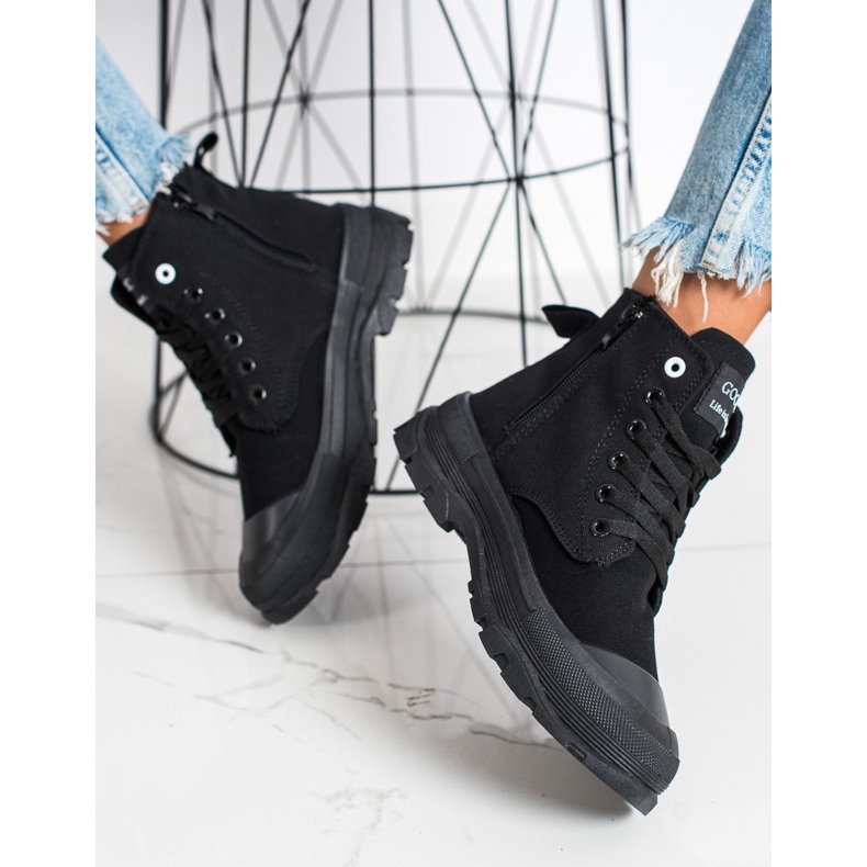 Goodin Tênis de cano alto originais preto 2