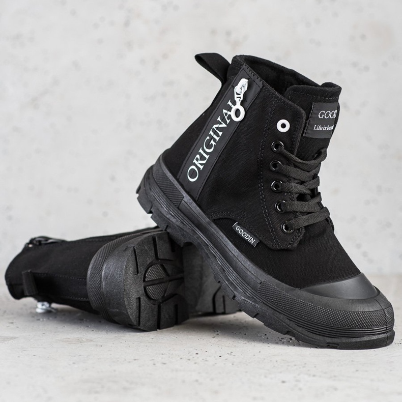 Goodin Tênis de cano alto originais preto 1