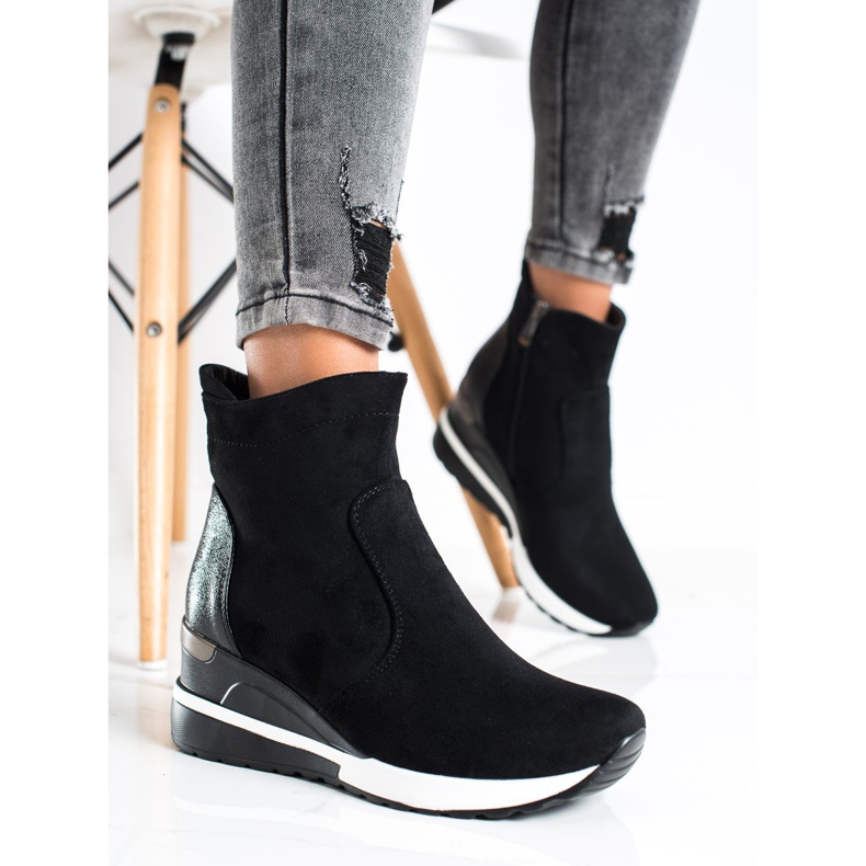 Botas de cano alto na cunha VINCEZA preto 1