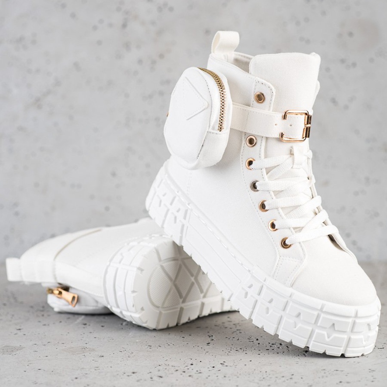 Goodin Tênis na plataforma com um bolso branco 1