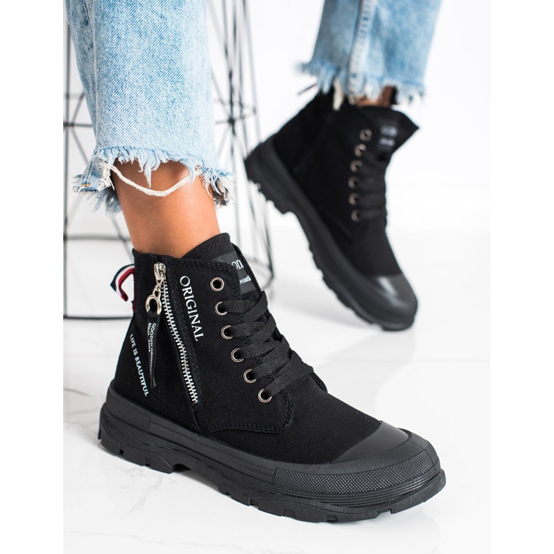 Goodin Tênis Com Zíper Decorativo preto 2