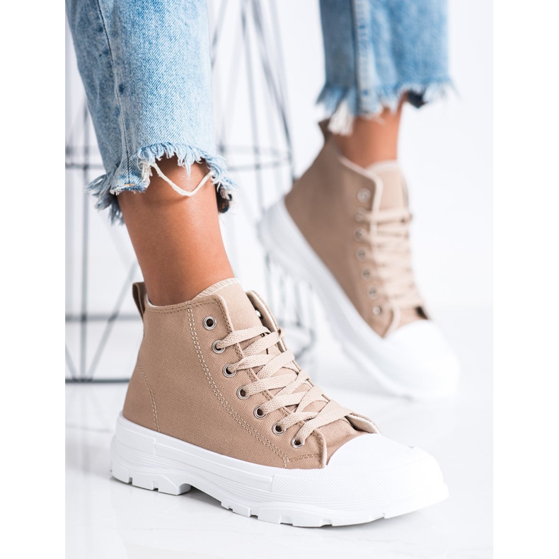 Goodin Tênis marrom alto castanho 2