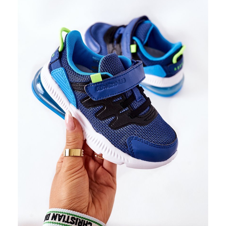 Calçado desportivo infantil com velcro ABCKIDS azul-preto 1