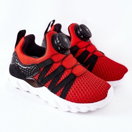 Calçados infantis esportivos com botão vermelho ABCKIDS preto 2