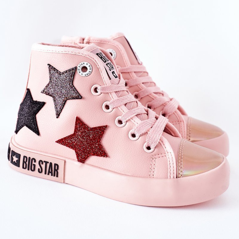 Tênis alto infantil com zíper Big Star II374030 rosa multicolorido 1