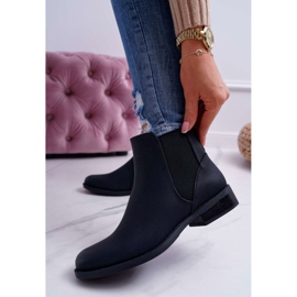 S.Barski Botas femininas Chelsea botas de salto plano preto Barski 18-75 1