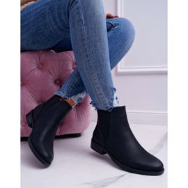 S.Barski Botas femininas Chelsea botas de salto plano preto Barski 18-75 2