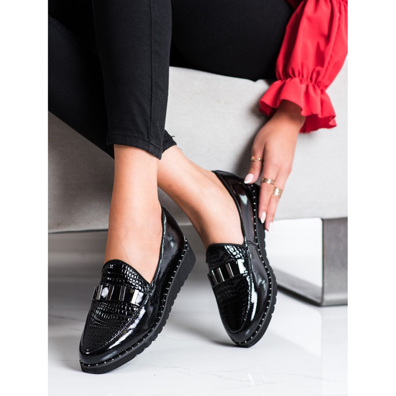 Filippo Sapatos de couro da moda preto 2