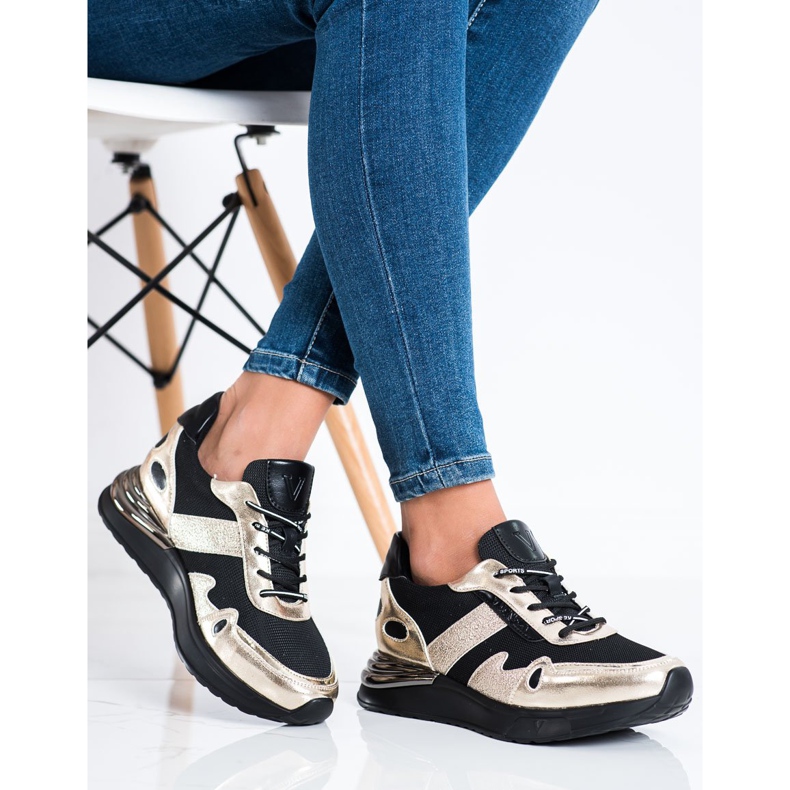 Tênis com glitter VINCEZA preto dourado 2