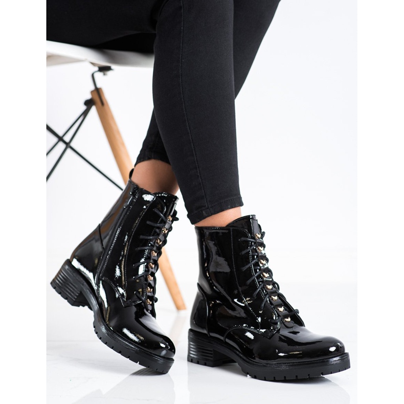 S. BARSKI Trabalhadores feitos de couro ecológico lacado S.BARSKI preto 2