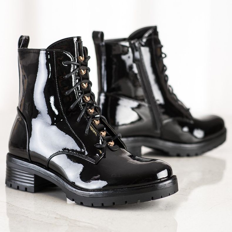 S. BARSKI Trabalhadores feitos de couro ecológico lacado S.BARSKI preto 1