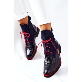 Alberto Violli Botas de couro com estampa de jacaré azul marinho Bruselle vermelho 2