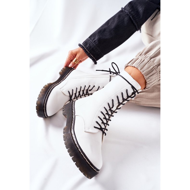 S.Barski Botas de trabalhadoras femininas brancas Corydon branco 1