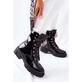 S.Barski Botas femininas pretas cristais tweten preto 2