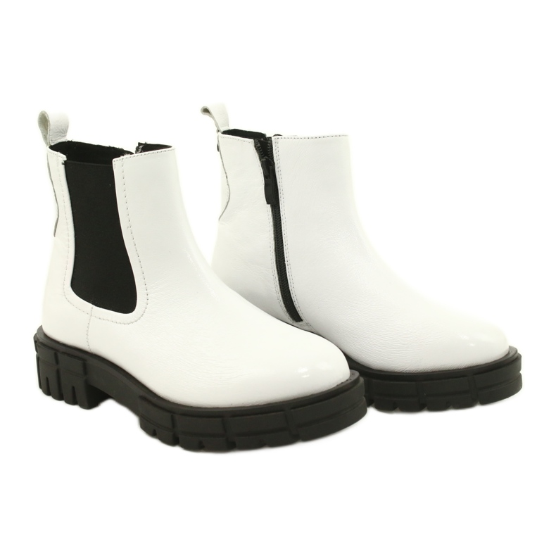 Caprice Botas pintadas para mulheres brancas de couro 9-25461-27 122 branco 5