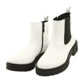 Caprice Botas pintadas para mulheres brancas de couro 9-25461-27 122 branco 3